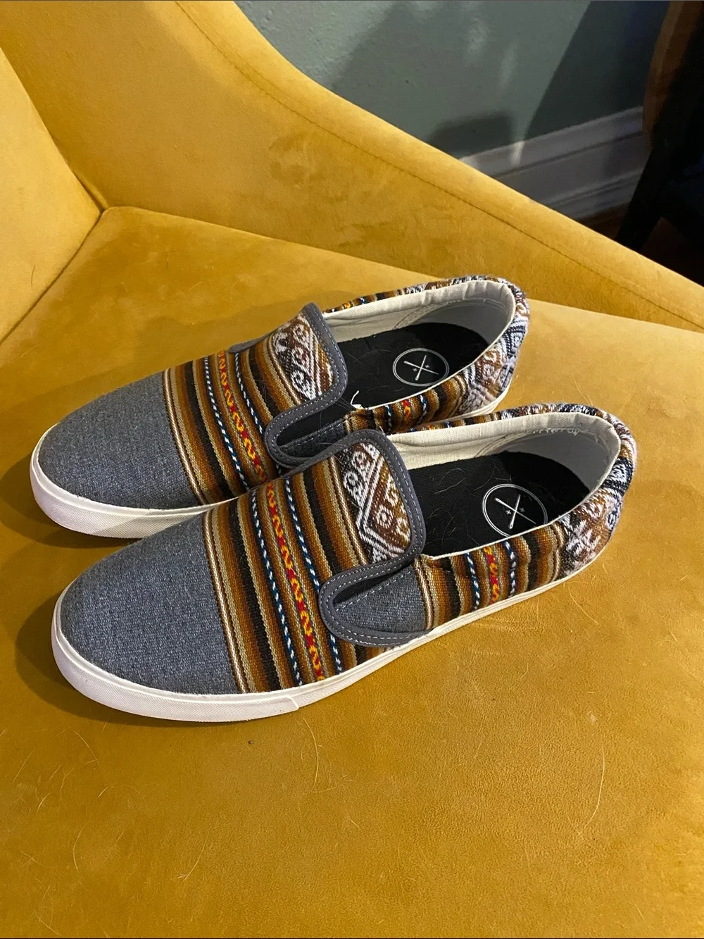 inkkas Gray and Brown Patterned Slip-On Loafers